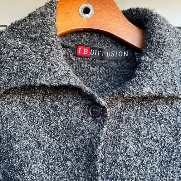 Vintage I.B Diffusion size M wool buttoned‎ down grey long sleeve cardigan - Picture 2 of 12